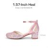 imageDREAM PAIRS Girls Dress Shoes Closed Toe High Heels Ankle Strap Toddler Little Big Kid Wedding Flower Party PumpPink