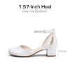 imageDREAM PAIRS Girls Dress Shoes Closed Toe High Heels Ankle Strap Toddler Little Big Kid Wedding Flower Party PumpWhite