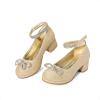 imageDREAM PAIRS Girls Dress Shoes Platform Chunky Heel Ankle Strap Princess Flats Flower Party Wedding Pump for Little Big KidGold