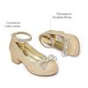 imageDREAM PAIRS Girls Dress Shoes Platform Chunky Heel Ankle Strap Princess Flats Flower Party Wedding Pump for Little Big KidGold