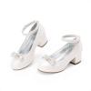 imageDREAM PAIRS Girls Dress Shoes Platform Chunky Heel Ankle Strap Princess Flats Flower Party Wedding Pump for Little Big KidIvory