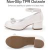 imageDREAM PAIRS Girls Dress Shoes Platform Chunky Heel Ankle Strap Princess Flats Flower Party Wedding Pump for Little Big KidIvory