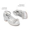 imageDREAM PAIRS Girls Dress Shoes Platform Chunky Heel Ankle Strap Princess Flats Flower Party Wedding Pump for Little Big KidSilver