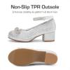 imageDREAM PAIRS Girls Dress Shoes Platform Chunky Heel Ankle Strap Princess Flats Flower Party Wedding Pump for Little Big KidSilver