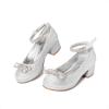 imageDREAM PAIRS Girls Dress Shoes Platform Chunky Heel Ankle Strap Princess Flats Flower Party Wedding Pump for Little Big KidSilver