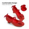 imageDREAM PAIRS Girls Dress Shoes Toddler Little Girls Heels Mary Jane Princess Shoes with Interchangeable Bow for Flower Girl Wedding PartyRed