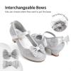 imageDREAM PAIRS Girls Dress Shoes Toddler Little Girls Heels Mary Jane Princess Shoes with Interchangeable Bow for Flower Girl Wedding PartySilver