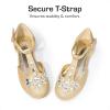 imageDREAM PAIRS Girls Mary Jane Dress Shoes Pearl TStrap Party Flower Wedding Princess Flats for Toddler Little Big KidGold