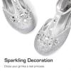 imageDREAM PAIRS Girls Mary Jane Dress Shoes Pearl TStrap Party Flower Wedding Princess Flats for Toddler Little Big KidSilver