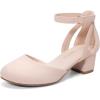 imageDREAM PAIRS Girls Dress Shoes Closed Toe High Heels Ankle Strap Toddler Little Big Kid Wedding Flower Party PumpNude