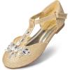 imageDREAM PAIRS Girls Mary Jane Dress Shoes Pearl TStrap Party Flower Wedding Princess Flats for Toddler Little Big KidGold