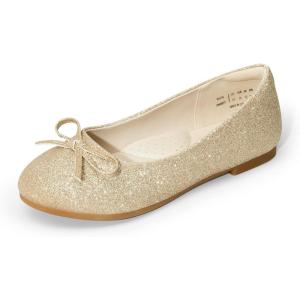 imageDREAM PAIRS Girls Dress Shoes Ballet Flats Slipon Fashion Bow Flower Girl Shoes for Wedding School Party BirthdayGoldGlitter