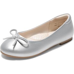 imageDREAM PAIRS Girls Dress Shoes Ballet Flats Slipon Fashion Bow Flower Girl Shoes for Wedding School Party BirthdaySilver
