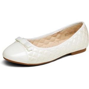 imageDREAM PAIRS Girls Dress Shoes Flower Girl Slipon Bow Ballet Flats for Wedding Party School Little KidBig KidBeigeWhite