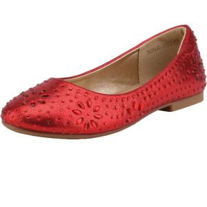 imageDREAM PAIRS Girls Dress Shoes Slipon Rhinestone Glitter Ballet Flats for Wedding Party Birthday Prom Little KidBig KidNina100red
