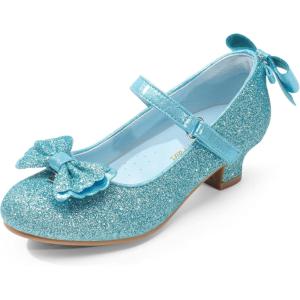 imageDREAM PAIRS Girls Dress Shoes Toddler Little Girls Heels Mary Jane Princess Shoes with Interchangeable Bow for Flower Girl Wedding PartyBlue