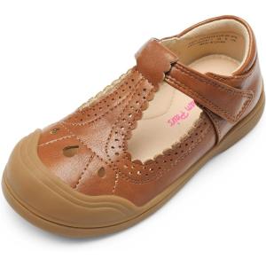 imageDREAM PAIRS Girls Mary Jane Dress Shoes School Uniform ToeProtective TStrap Ballet Flats Toddler Little KidBrown