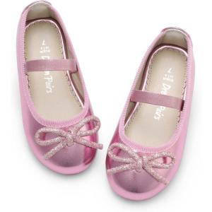 imageDREAM PAIRS Toddler Girls Dress Shoes Flower Girl Ballet Bow Flats for Party Wedding Performance School ChristmasPink