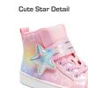 imageDREAM PAIRS Girls Sneakers High Top Hook and Loop Sparkly Shiny Comfortable Casual Walking Shoes for ToddlerLittleBig KidsRainbowPink