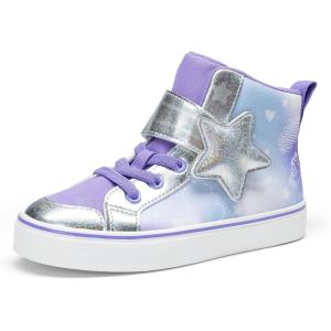 imageDREAM PAIRS Girls Sneakers High Top Hook and Loop Sparkly Shiny Comfortable Casual Walking Shoes for ToddlerLittleBig KidsPurpleBlue