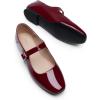 imageDREAM PAIRS Womens Silver Square Toe Mary Jane Flats Comfortable Casual Slip On Dress Shoes with Buckle Strap for Womens Daily WearBurgundy