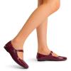 imageDREAM PAIRS Womens Silver Square Toe Mary Jane Flats Comfortable Casual Slip On Dress Shoes with Buckle Strap for Womens Daily WearBurgundy