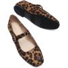 imageDREAM PAIRS Womens Silver Square Toe Mary Jane Flats Comfortable Casual Slip On Dress Shoes with Buckle Strap for Womens Daily WearLeopard