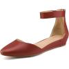 imageDREAM PAIRS Womens Low Wedge Ankle Strap Dress Flats ShoesRedPu