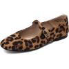 imageDREAM PAIRS Womens Silver Square Toe Mary Jane Flats Comfortable Casual Slip On Dress Shoes with Buckle Strap for Womens Daily WearLeopard