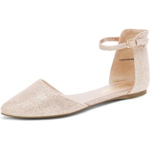 imageDREAM PAIRS Flapointed Womens Casual DOrsay Pointed Plain Ballet Comfort Soft Slip On Flats ShoesPink Gold