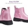 imageDREAM PAIRS Girls Chelsea Boots Side Zipper Lug Sole Ankle Booties ToddlerLittle KidBig KidPink