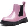 imageDREAM PAIRS Girls Chelsea Boots Side Zipper Lug Sole Ankle Booties ToddlerLittle KidBig KidPink