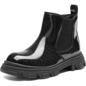 imageDREAM PAIRS Girls Chelsea Boots Side Zipper Lug Sole Ankle Booties ToddlerLittle KidBig KidAll Black