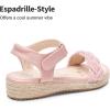 imageDREAM PAIRS Girls Espadrille Flatform Platform Wedge Open Toe Summer Sandals for Little Kid Big Kid Casual Vacation or Formal UsePinksuede