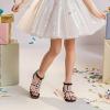 imageDREAM PAIRS Girls Sandals Ankle Strap TStrap Low Heel Pearl Flower Pump Dress Wedding Party Square Toe Shoes for Little KidBig KidBlack