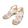 imageDREAM PAIRS Girls Sandals Ankle Strap TStrap Low Heel Pearl Flower Pump Dress Wedding Party Square Toe Shoes for Little KidBig KidGold