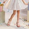imageDREAM PAIRS Girls Sandals Ankle Strap TStrap Low Heel Pearl Flower Pump Dress Wedding Party Square Toe Shoes for Little KidBig KidGold