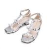 imageDREAM PAIRS Girls Sandals Ankle Strap TStrap Low Heel Pearl Flower Pump Dress Wedding Party Square Toe Shoes for Little KidBig KidSilver
