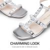 imageDREAM PAIRS Girls Sandals Ankle Strap TStrap Low Heel Pearl Flower Pump Dress Wedding Party Square Toe Shoes for Little KidBig KidSilver