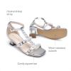 imageDREAM PAIRS Girls Sandals Ankle Strap TStrap Low Heel Pearl Flower Pump Dress Wedding Party Square Toe Shoes for Little KidBig KidSilver