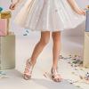 imageDREAM PAIRS Girls Sandals Ankle Strap TStrap Low Heel Pearl Flower Pump Dress Wedding Party Square Toe Shoes for Little KidBig KidSilver