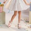 imageDREAM PAIRS Girls Sandals Ankle Strap TStrap Low Heel Pearl Flower Pump Dress Wedding Party Square Toe Shoes for Little KidBig KidWhite