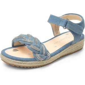 imageDREAM PAIRS Girls Espadrille Flatform Platform Wedge Open Toe Summer Sandals for Little Kid Big Kid Casual Vacation or Formal UseDenim Blue