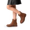 imageDREAM PAIRS Girls Ankle Boots with Side Zipper Chelsea Booties Low Heels Girl Fashion Shoes for ToddlerLittle KidBig KidTan
