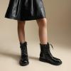 imageDREAM PAIRS Girls Boys Combat Ankle Boots Side Zipper Shoes with Lace Up for ToddlerLittle KidBig KidAll Black