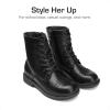 imageDREAM PAIRS Girls Boys Combat Ankle Boots Side Zipper Shoes with Lace Up for ToddlerLittle KidBig KidBlack