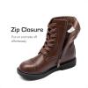 imageDREAM PAIRS Girls Boys Combat Ankle Boots Side Zipper Shoes with Lace Up for ToddlerLittle KidBig KidBrown
