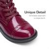 imageDREAM PAIRS Girls Boys Combat Ankle Boots Side Zipper Shoes with Lace Up for ToddlerLittle KidBig KidBurgundy