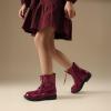 imageDREAM PAIRS Girls Boys Combat Ankle Boots Side Zipper Shoes with Lace Up for ToddlerLittle KidBig KidBurgundy