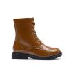 imageDREAM PAIRS Girls Boys Combat Ankle Boots Side Zipper Shoes with Lace Up for ToddlerLittle KidBig KidTan